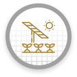 A solar panel icon with a sun and flowers.
