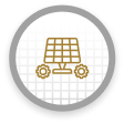 An icon of a solar panel with gears.